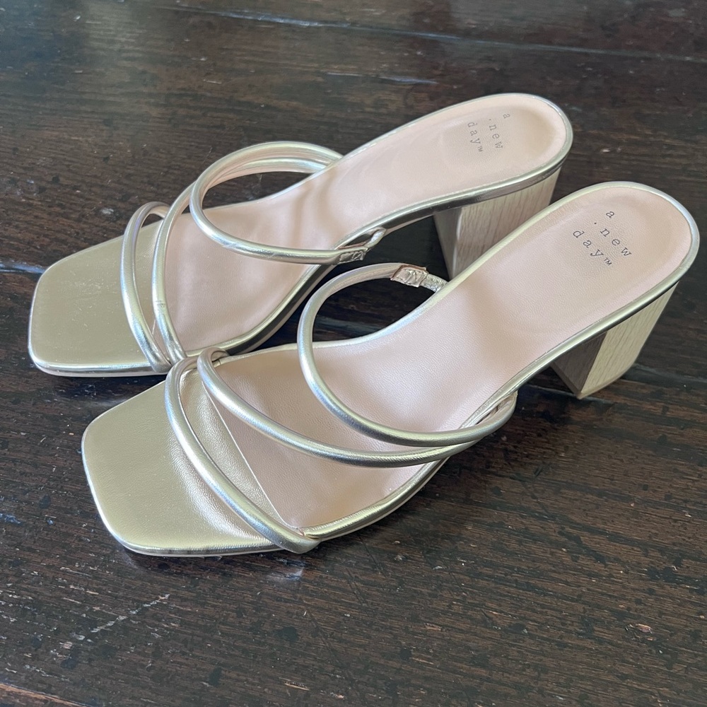 A new day wooden block strappy heels